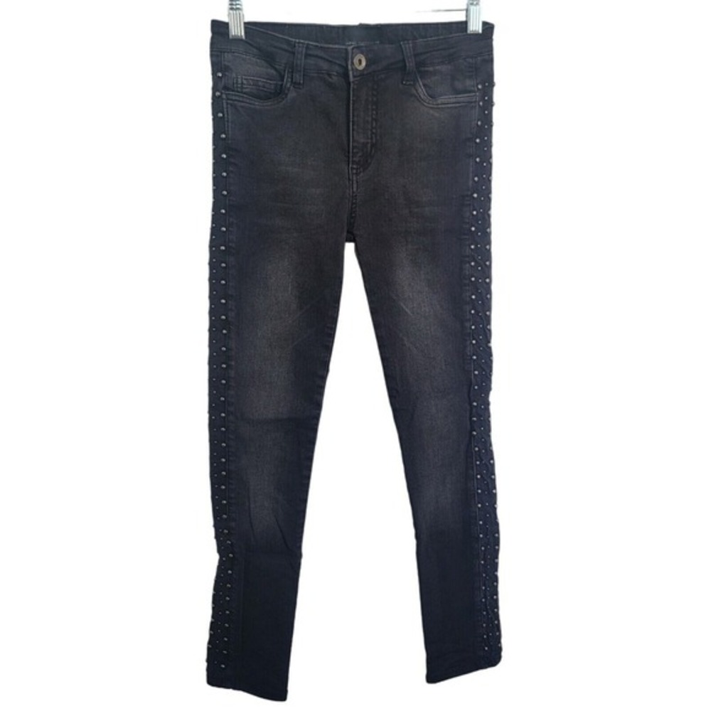 Hotel Particulier Charcoal Black Studded Skinny Cigarette‎ Pants Size 25 | 26